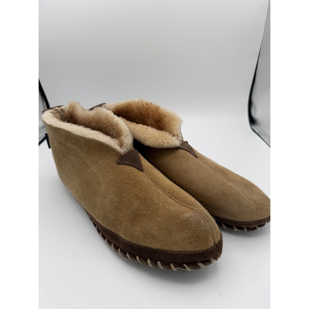Cabela's Genuine Shearling Slippers Men's Size 10M Suede Leather Brown. 5255